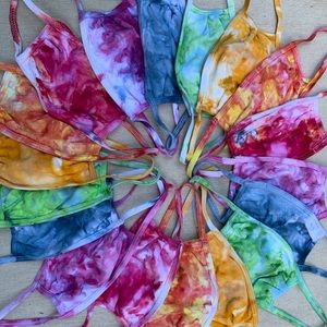 6 pack of Tie Dyed Face Masks Rainbow Colors